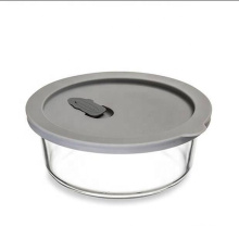 clear Round Heatproof Glass Container with Grey lid